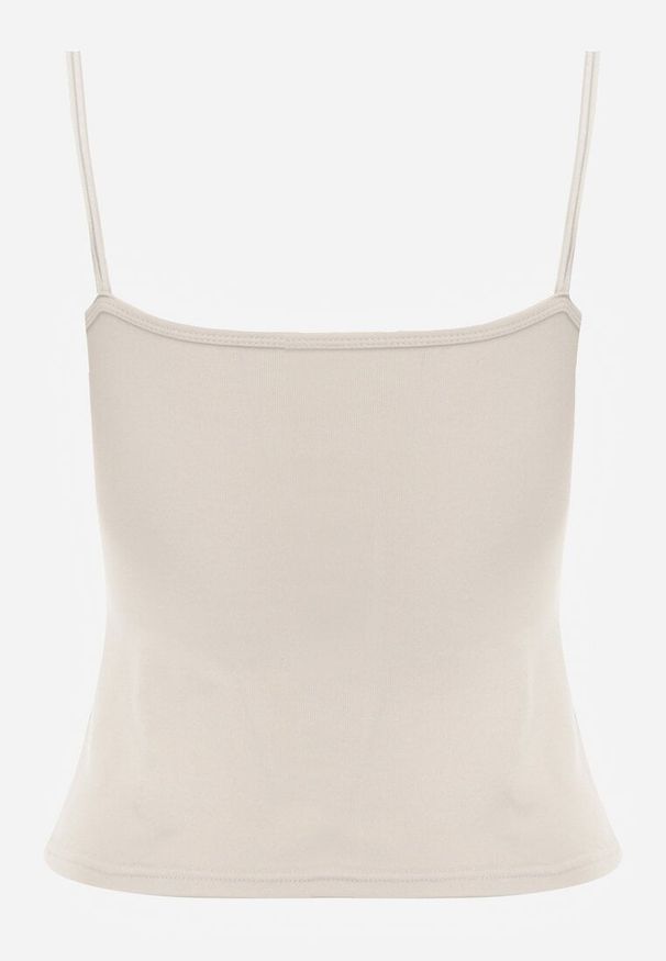 Renee - Beżowy Top z Wiskozy na Podwójnych Ramiączkach Indrea. Okazja: na co dzień. Kolor: beżowy. Materiał: wiskoza. Długość rękawa: na ramiączkach. Styl: casual, klasyczny