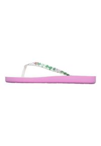 Roxy - Sandały dla Dziewczynki PEBBLES Różowy. Kolor: zielony. Materiał: guma, syntetyk. Wzór: paski, nadruk. Styl: sportowy