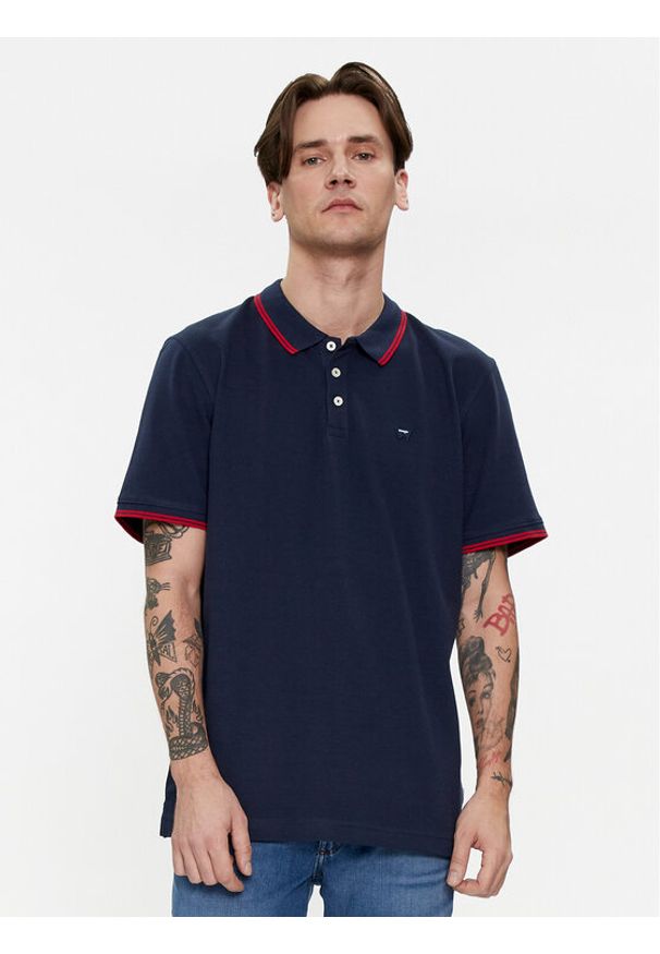Wrangler Polo 112350403 Granatowy Regular Fit. Typ kołnierza: polo. Kolor: niebieski. Materiał: bawełna