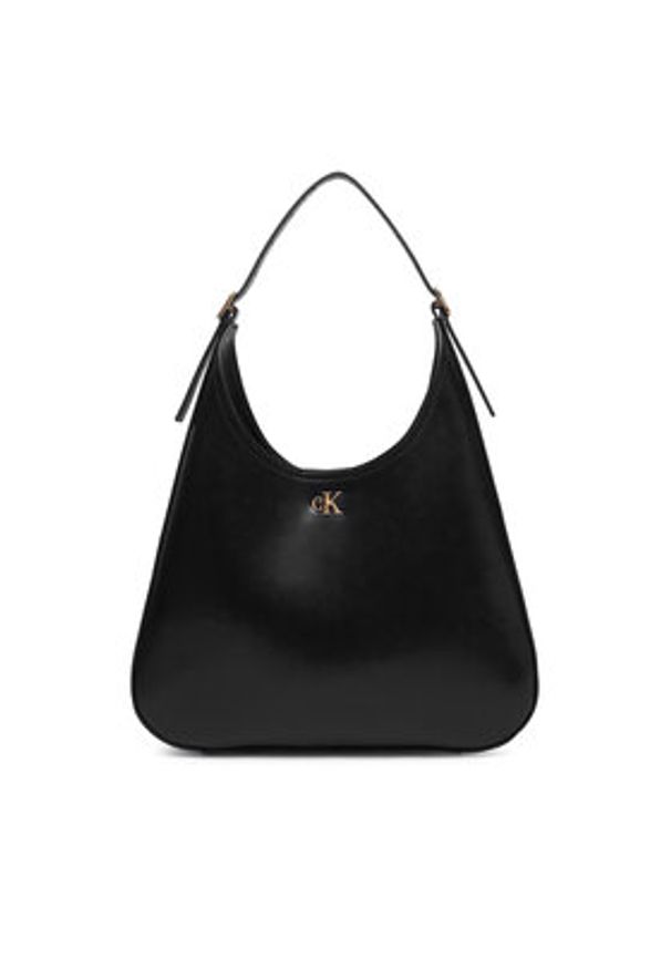 Calvin Klein Torebka Ck Medium Shoulder Bag LV04F3522G Czarny. Kolor: czarny. Materiał: skórzane