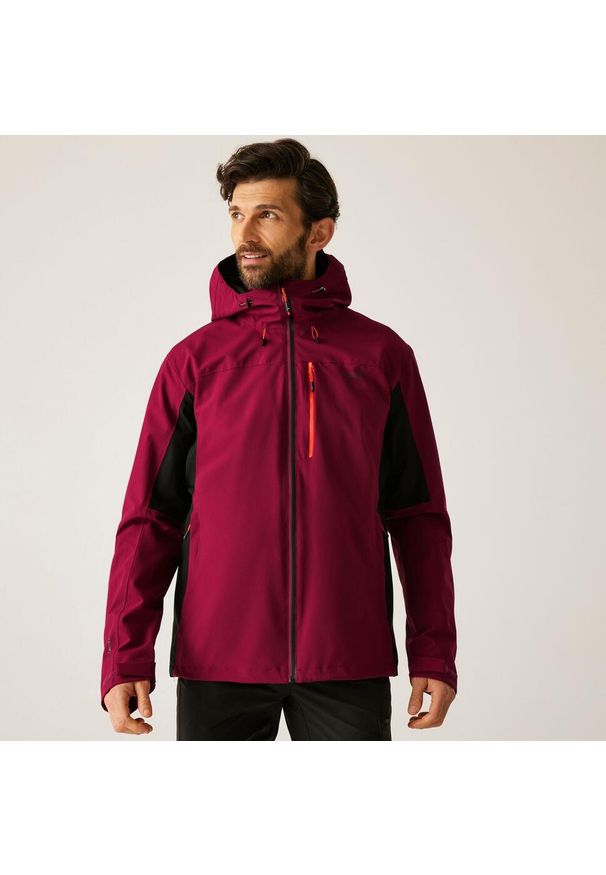 Regatta - Kurtka turystyczna przeciwdeszczowa męska Birchdale wodoodporna. Kolor: czerwony, brązowy, wielokolorowy. Materiał: tkanina, poliester. Sport: turystyka piesza