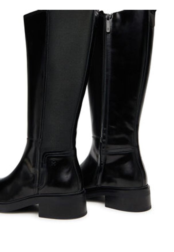 TOMMY HILFIGER - Tommy Hilfiger Kozaki Th Minimal Abrasivato Long Boot FW0FW08979 Czarny. Kolor: czarny. Materiał: skóra