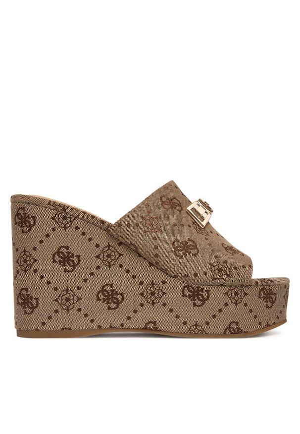 Guess Klapki FLJEVZ FAL04 Beżowy jasny. Kolor: beżowy. Materiał: materiał