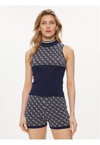 Guess Bluzka Lise W3YR26 Z37K0 Granatowy Regular Fit. Kolor: niebieski. Materiał: syntetyk, wiskoza #1
