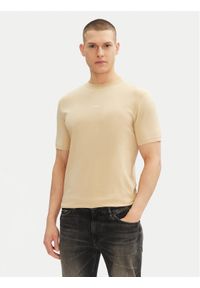 Karl Lagerfeld - KARL LAGERFELD T-Shirt 755030 552235 Beżowy Regular Fit. Typ kołnierza: dekolt w karo. Kolor: beżowy. Materiał: bawełna #1