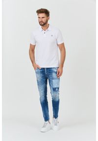 Guess - GUESS Białe męskie polo Washed, Rozmiar XL. Typ kołnierza: polo. Kolor: biały #4