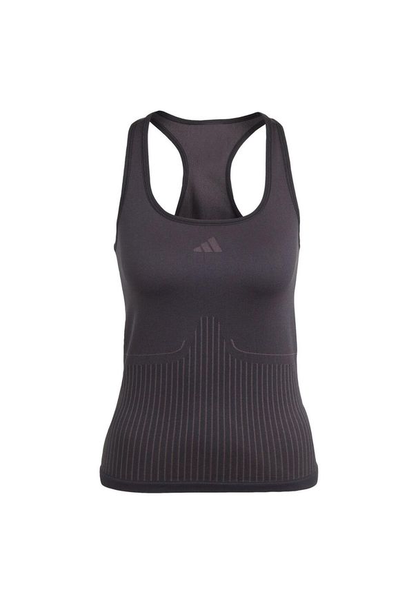 Adidas - Top AEROKNIT. Kolor: wielokolorowy, czarny, szary. Materiał: skóra, materiał. Długość rękawa: bez rękawów