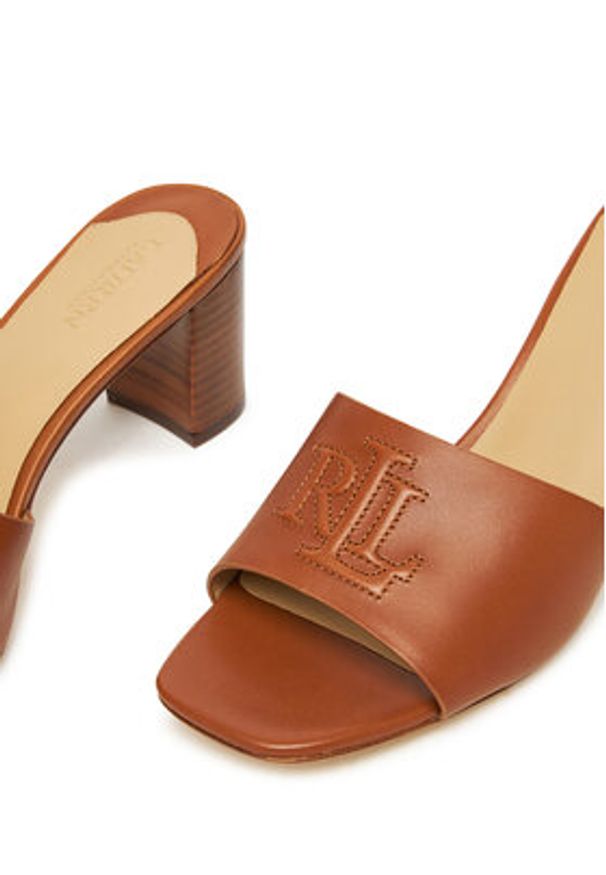 Lauren Ralph Lauren - LAUREN RALPH LAUREN Klapki Everley Block-Heel 802974364002 Brązowy. Kolor: brązowy. Materiał: skóra