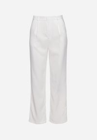 Born2be - Białe Szerokie Klasyczne Spodnie Cygaretki Ulea. Okazja: na spotkanie biznesowe. Kolor: biały. Styl: klasyczny #7