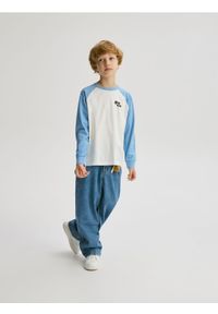 Reserved - Bawełniany longsleeve - jasnoniebieski. Kolor: niebieski. Materiał: bawełna. Długość rękawa: długi rękaw