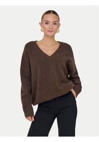 only - ONLY Sweter Mari 15360940 Brązowy Loose Fit. Kolor: brązowy. Materiał: syntetyk
