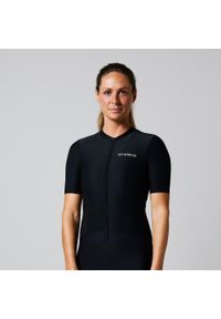 ACELERA - Damska koszulka kolarska Intermediate z krótkim rękawem. Kolor: czarny. Materiał: materiał. Długość rękawa: krótki rękaw. Długość: krótkie. Wzór: gładki. Sport: kolarstwo #1