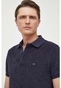 TOMMY HILFIGER - Tommy Hilfiger polo męski kolor granatowy gładki. Typ kołnierza: polo. Kolor: niebieski. Materiał: dzianina. Wzór: gładki #5