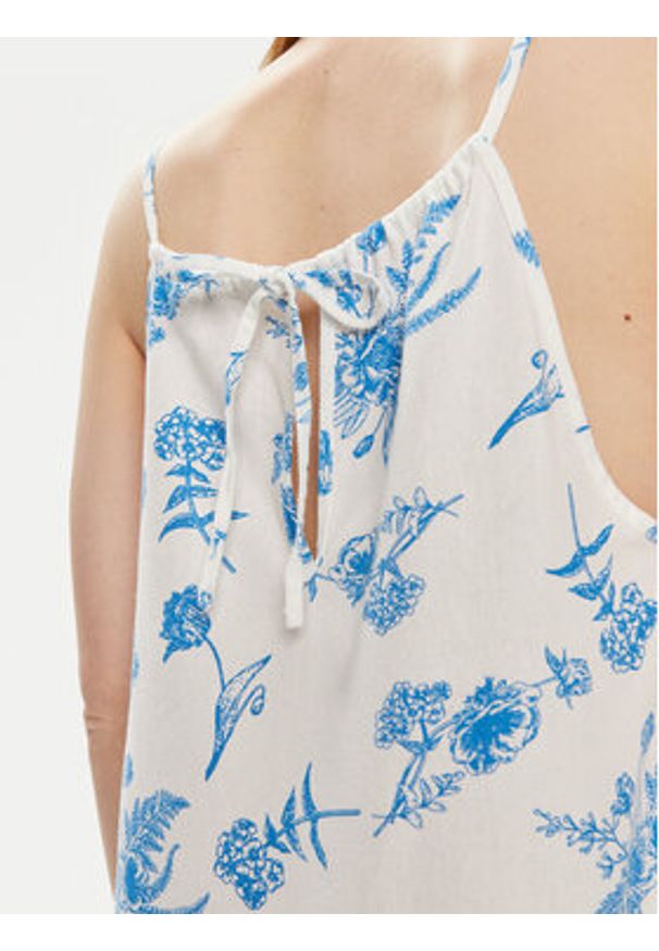 Vero Moda Sukienka letnia Mymilo 10303634 Biały Regular Fit. Kolor: biały. Materiał: len, bawełna, wiskoza. Sezon: lato