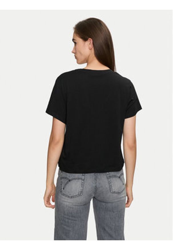 Sisley T-Shirt 3QU4L400L Czarny Regular Fit. Kolor: czarny. Materiał: bawełna