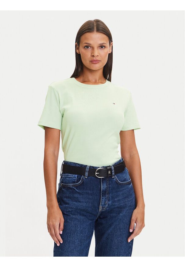 TOMMY HILFIGER - Tommy Hilfiger T-Shirt New Cody WW0WW40587 Zielony Slim Fit. Kolor: zielony. Materiał: bawełna