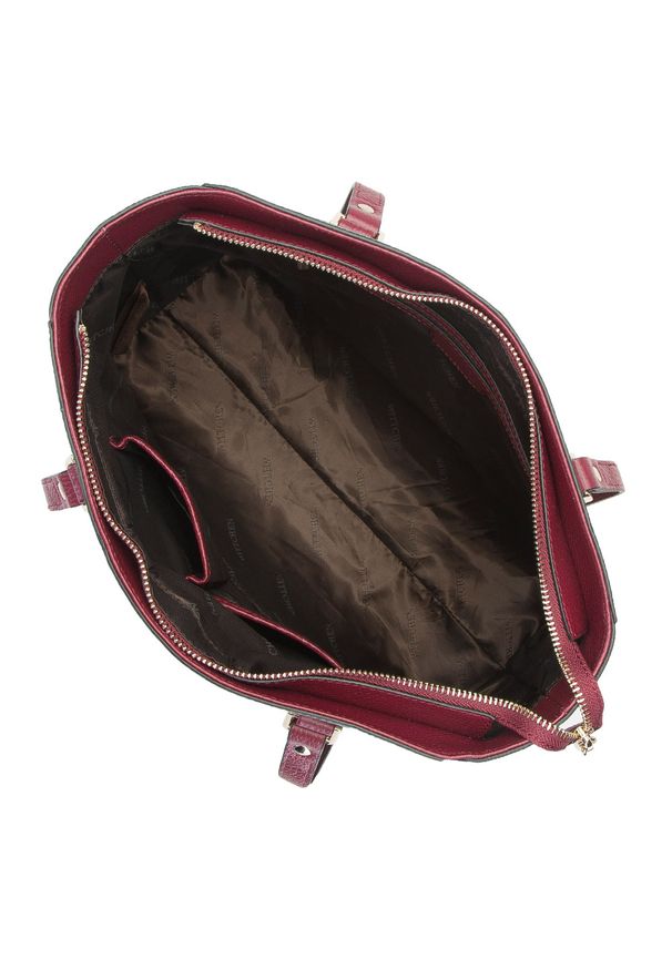 Wittchen - Torebka shopperka z dwukolorowej skóry. Kolor: wielokolorowy, czerwony, czarny. Wzór: haft. Dodatki: z haftem. Materiał: skórzane. Styl: elegancki, casual. Rodzaj torebki: na ramię