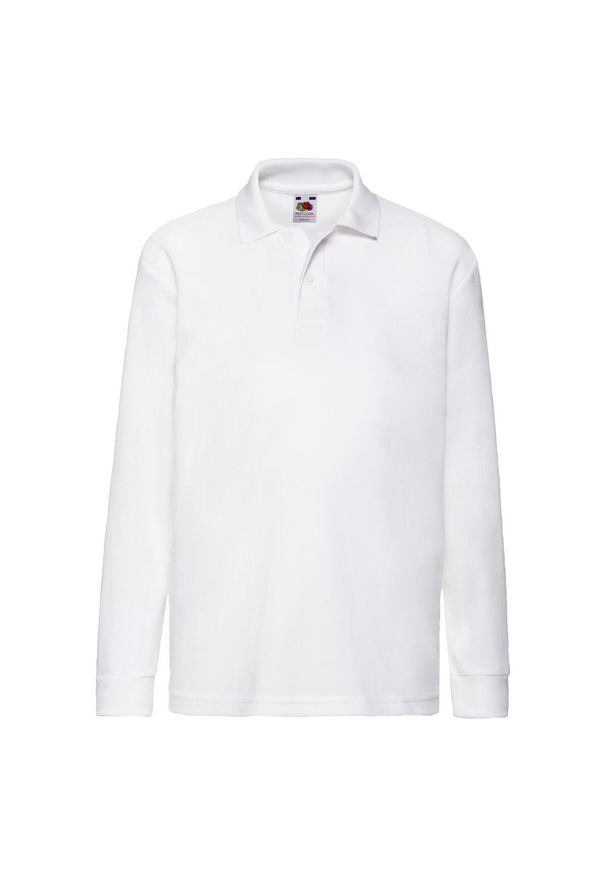 FRUIT OF THE LOOM - Koszulka Polo Z Długim Rękawem Dla Dzieci. Typ kołnierza: polo. Kolor: biały. Długość rękawa: długi rękaw. Długość: długie
