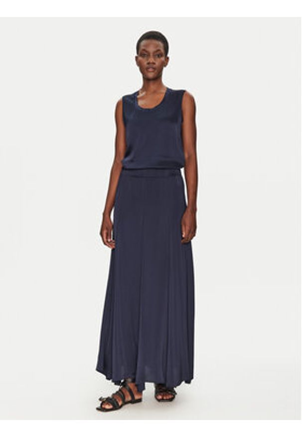 ViCOLO Spódnica maxi TD0004 Granatowy Regular Fit. Kolor: niebieski. Materiał: wiskoza