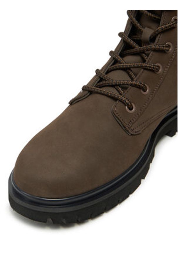 Calvin Klein Jeans Trapery Eva Boot Mid Laceup Rebellious YM0YM01071 Brązowy. Kolor: brązowy. Materiał: skóra