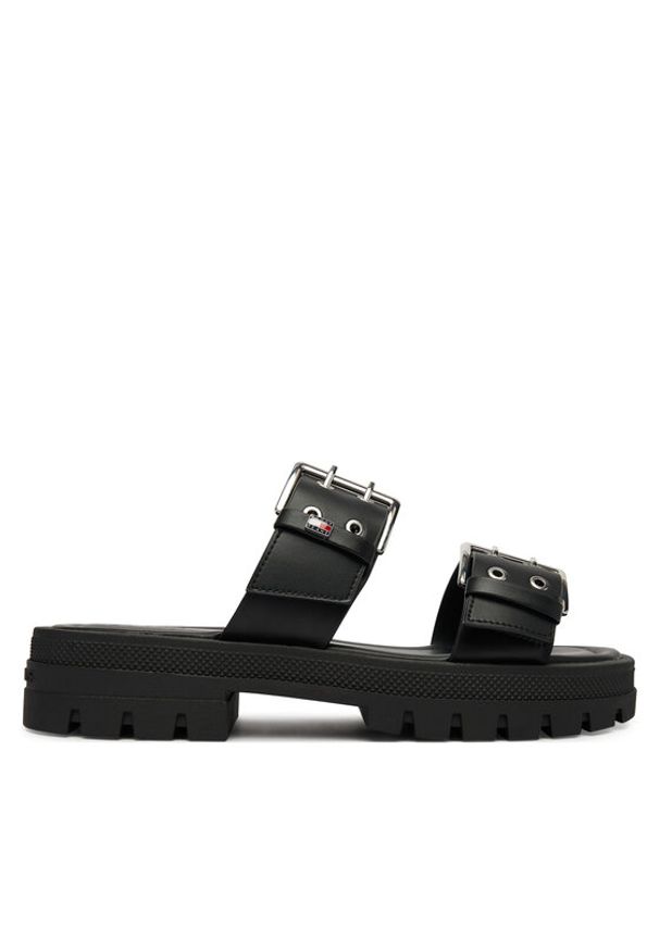 Tommy Jeans Klapki Tjw Buckle Straps Sandal EN0EN02966 Czarny. Kolor: czarny. Materiał: skóra