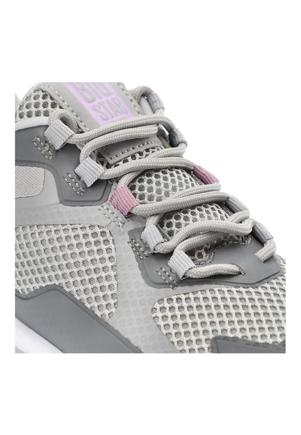 Big-Star - Szare Sneakersy Big Star Damskie Sportowe Buty. Kolor: szary. Materiał: materiał, skóra ekologiczna. Szerokość cholewki: normalna. Wzór: aplikacja