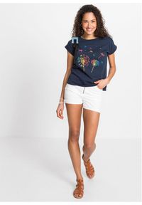 bonprix - T-shirt z nadrukiem z roślinnym motywem. Kolor: niebieski. Wzór: nadruk #2