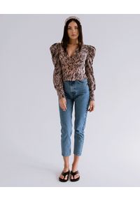 DOLLINA - Bluzka z bufiastymi rękawami Giava. Kolor: czarny. Materiał: jeans, jedwab, wiskoza. Wzór: aplikacja #4
