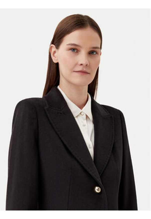 Motivi Płaszcz wełniany 0039Q100534N Czarny Slim Fit. Kolor: czarny. Materiał: wełna