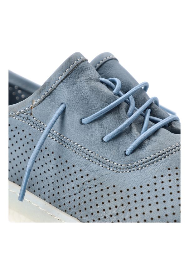 Półbuty damskie Ravini, ze skóry naturalnej licowej ażurowa cholewka sznurowanie lekka podeszwa casual, niebieskie, 2020-1. Okazja: na co dzień. Zapięcie: sznurówki. Kolor: niebieski. Materiał: skóra. Szerokość cholewki: normalna. Wzór: ażurowy. Styl: casual