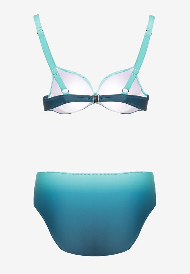 Born2be - Jasnozielone Bikini Majtki Figi i Biustonosz z Ozdobnym Marszczeniem Linaronia. Kolekcja: plus size. Kolor: zielony. Wzór: haft