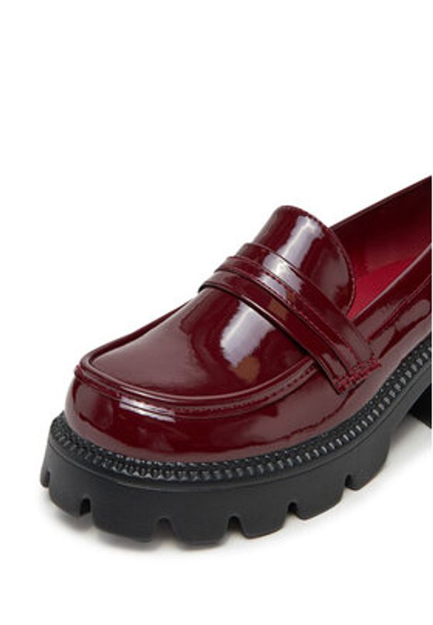 DeeZee Loafersy HLD-2016 Bordowy. Kolor: czerwony. Materiał: skóra