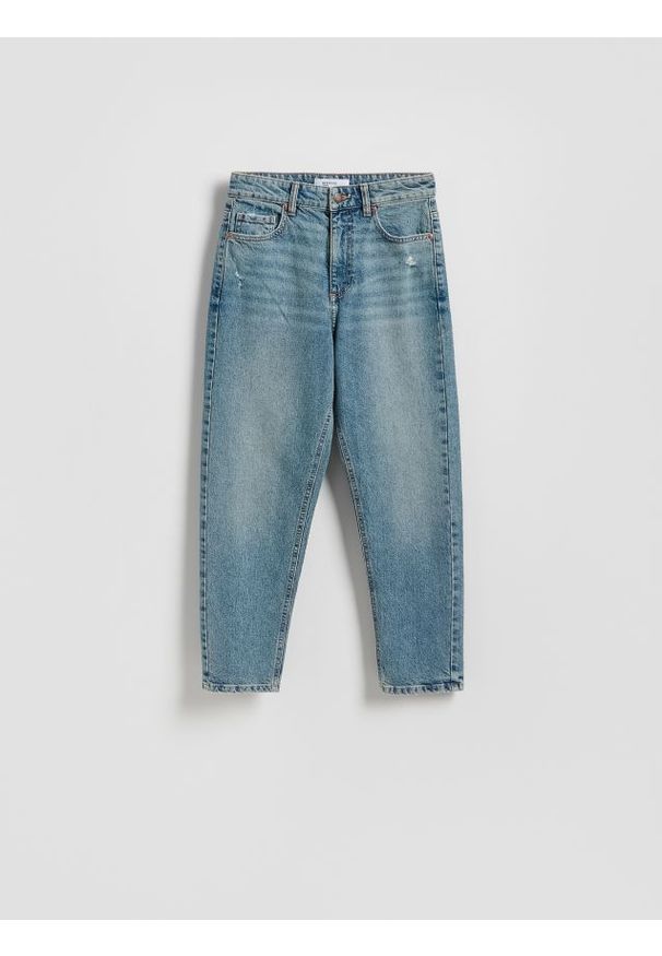 Reserved - Jeansy mom fit - niebieski. Kolor: niebieski