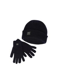 HEAT KEEPER - Zestaw zimowy Heatkeeper dla mężczyzn – czapka + rękawiczki – granatowy. Kolor: niebieski. Materiał: akryl, poliester. Sezon: zima. Styl: sportowy #1