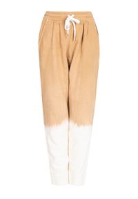 Pinko Spodnie "Disegno" | 1N137Z Y7PJ | Disegno Pantalone | Kobieta | Beżowy. Okazja: na co dzień. Kolor: beżowy. Materiał: bawełna. Wzór: napisy. Styl: casual