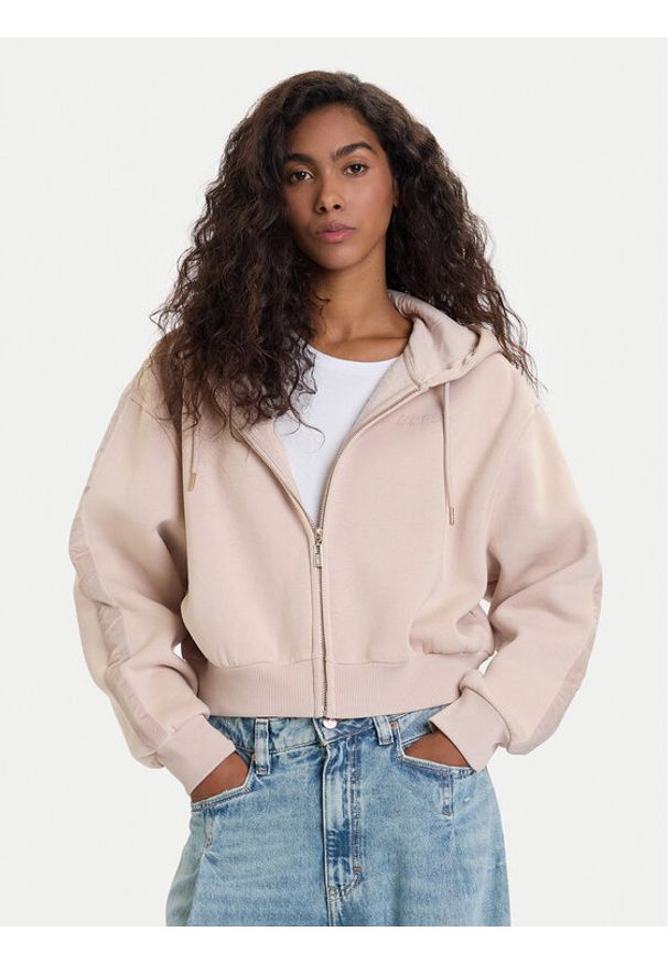 Guess Bluza V5BQ11 KB681 Beżowy Oversize. Kolor: beżowy. Materiał: bawełna