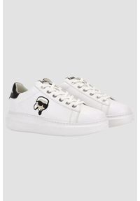 Karl Lagerfeld - KARL LAGERFELD Białe damskie sneakersy skórzane Kapri Nft Lo Lace, Rozmiar 37. Kolor: biały. Materiał: skóra. Wzór: gładki #5