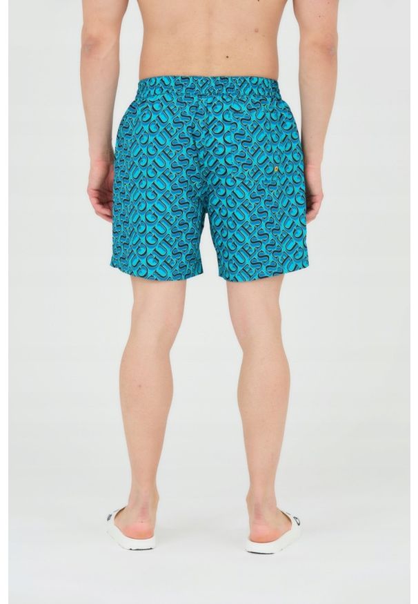 Guess - GUESS Męskie szorty kąpielowe niebiesko-granatowe, Rozmiar L. Kolor: wielokolorowy. Materiał: poliester