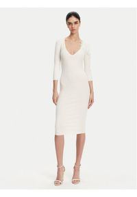 Elisabetta Franchi Sukienka dzianinowa AM-52B-51E2 Biały Slim Fit. Kolor: biały. Materiał: syntetyk #1