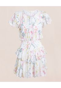 LOVE SHACK FANCY - Wzorzysta sukienka mini Audette. Kolor: biały. Materiał: bawełna. Typ sukienki: plisowane. Długość: mini #4