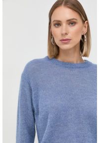 Max Mara Leisure sweter wełniany damski lekki. Kolor: niebieski. Materiał: wełna. Długość rękawa: długi rękaw. Długość: długie #4
