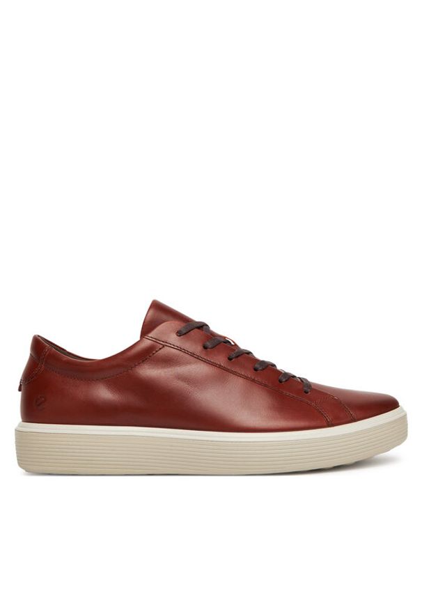 ecco - ECCO Sneakersy Soft 60 M Lace Up Premium 52546401053 Brązowy. Kolor: brązowy. Materiał: skóra