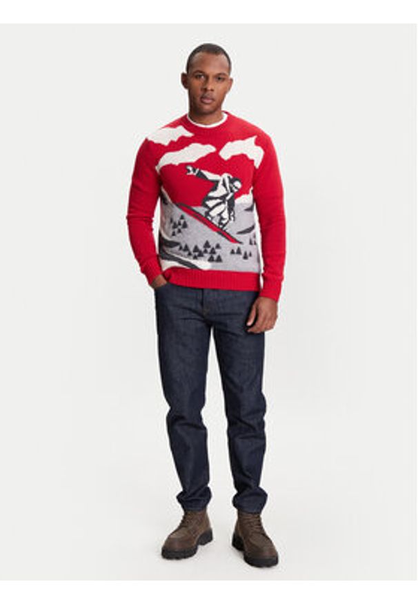 United Colors of Benetton - United Colors Of Benetton Sweter 1244K108R Czerwony Regular Fit. Kolor: czerwony. Materiał: wełna