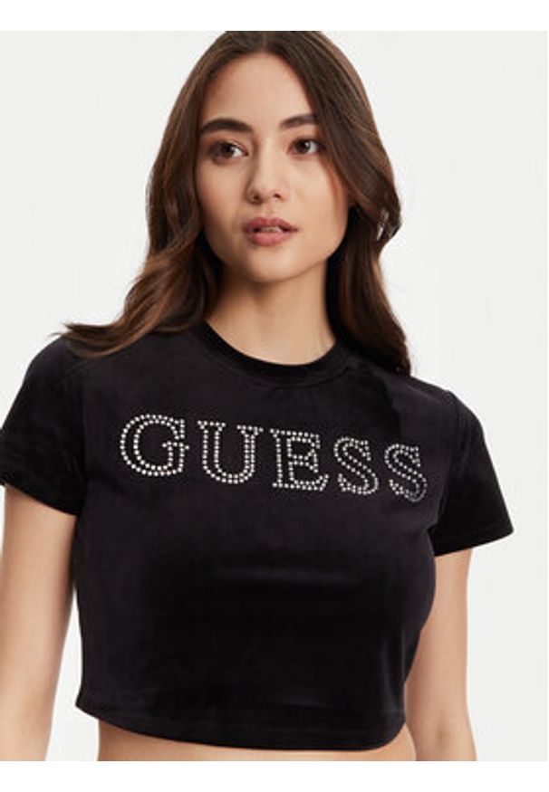 Guess T-Shirt V3BI01 K0232 Czarny Regular Fit. Kolor: czarny. Materiał: syntetyk