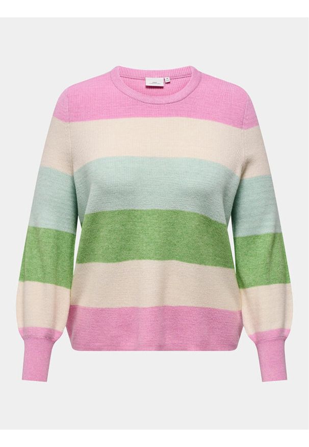 ONLY Carmakoma Sweter New Daria 15306802 Kolorowy Regular Fit. Materiał: wiskoza. Wzór: kolorowy