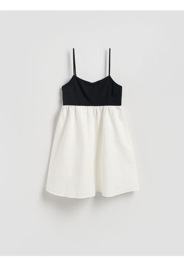 Reserved - Sukienka mini z lnem - złamana biel. Materiał: len. Długość: mini