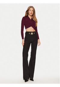 BARDOT Bluzka 58746TB Bordowy Slim Fit. Kolor: czerwony. Materiał: syntetyk #5