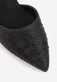 Born2be - Czarne Szpilki Vices Ozdobione Błyszczącymi Cyrkoniami ze Skórzaną Wkładką Vortida. Kolor: czarny. Materiał: skóra. Wzór: aplikacja. Obcas: na szpilce. Styl: glamour, elegancki #9