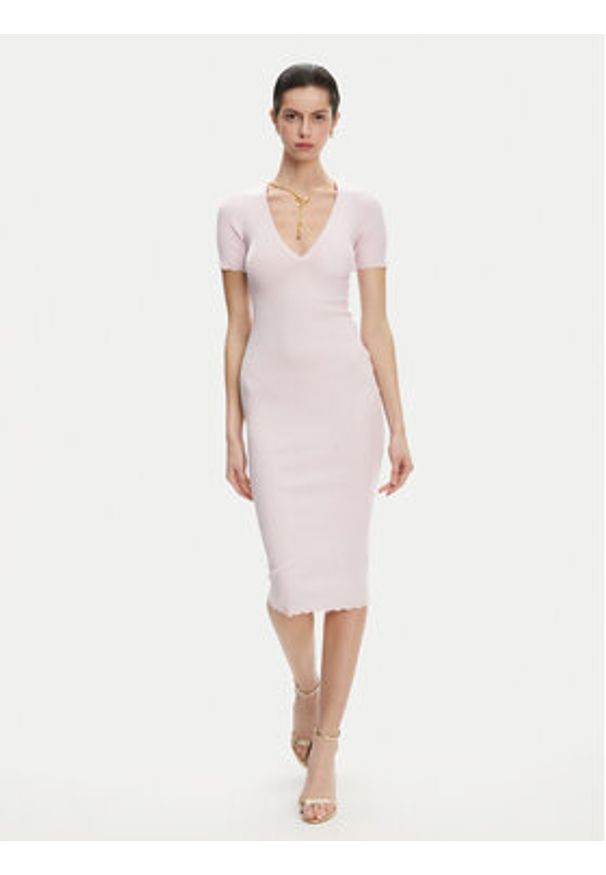 Elisabetta Franchi Sukienka dzianinowa AM-53S-51E2 Różowy Slim Fit. Kolor: różowy. Materiał: wiskoza