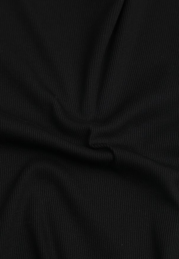 Renee - Czarny Bawełniany T-shirt o Dopasowanym Kroju z Prążkowanego Materiału Lailya. Kolor: czarny. Materiał: bawełna, prążkowany, materiał. Styl: elegancki